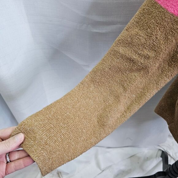 Old Navy Tan and Pink Colorblock Mock Neck Knit Sweater Size Large - Picture 5 of 8